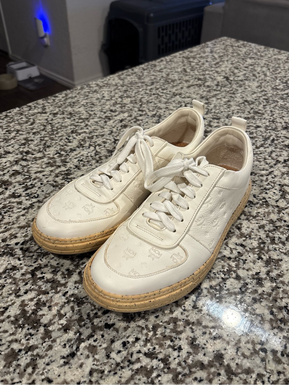 MCM Creme Monogrammed Sneakers